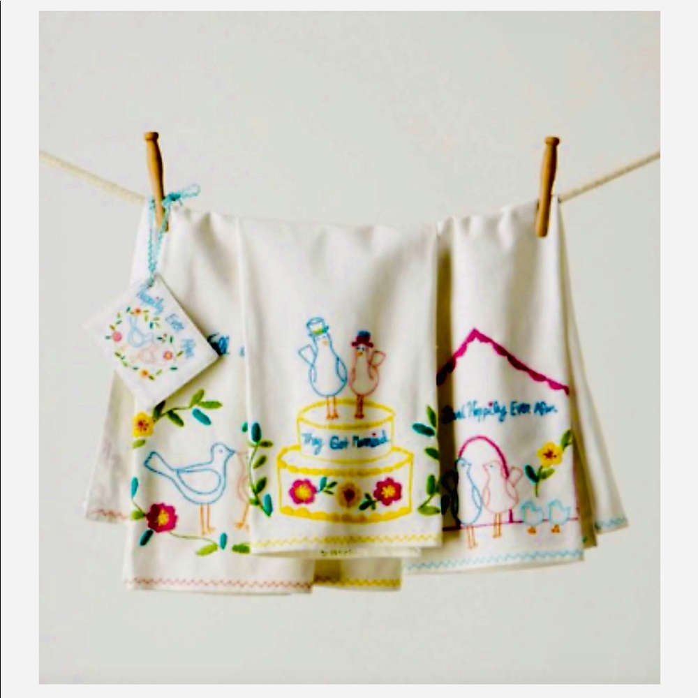 NWT Anthropologie Love Story Dish Towels